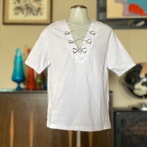 ZARA Trafaluc embellished white tee size M